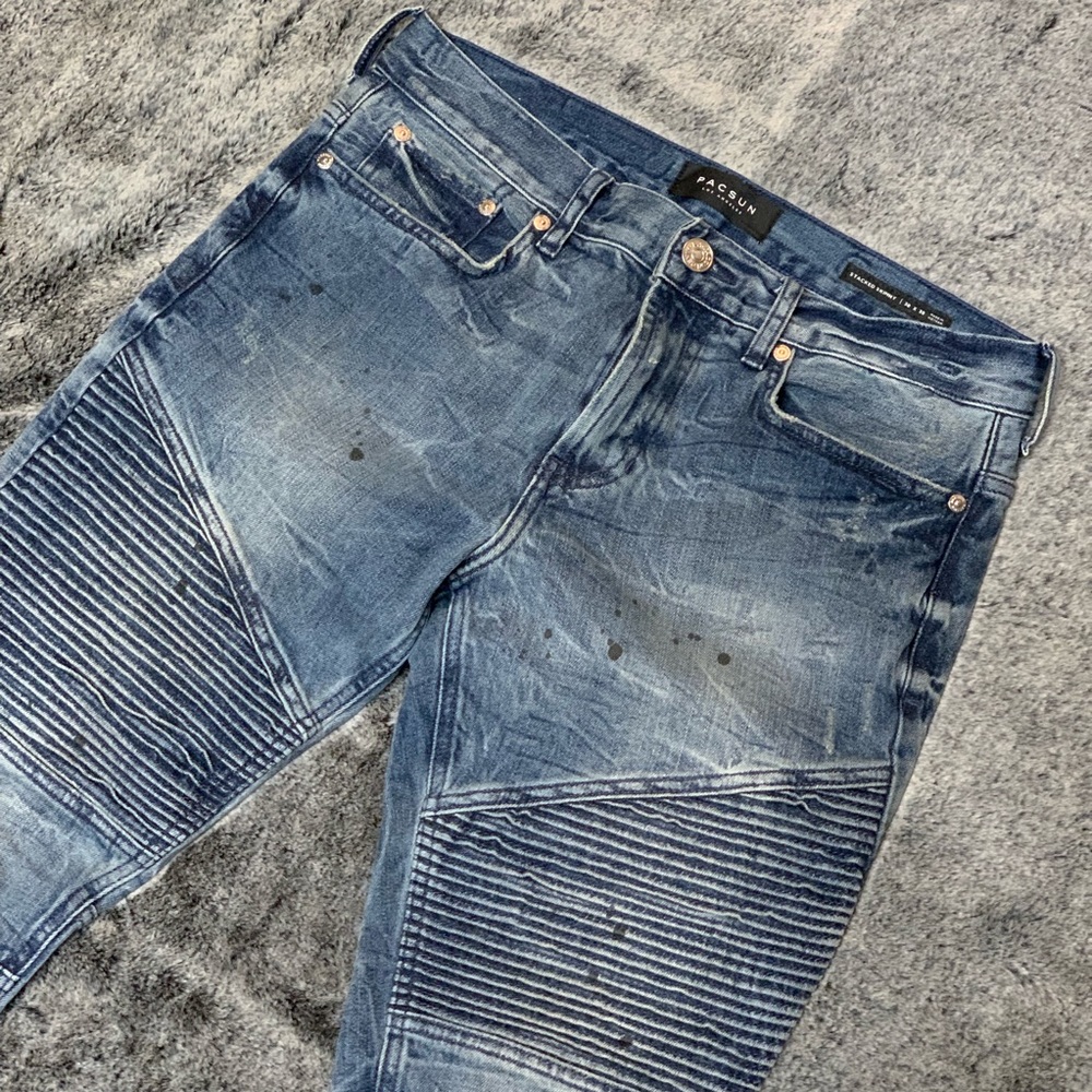 PACSUN | NWOT Dark Moto Jeans w/ paint 30x30